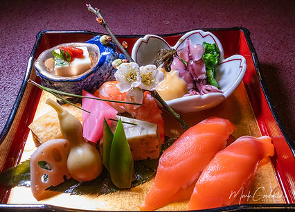 A seasonal Japanese set with sushi