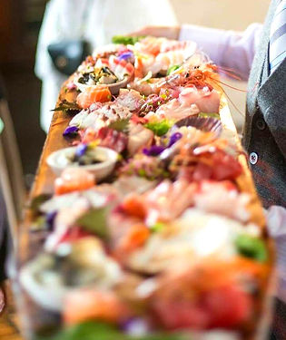 A long sashimi platter